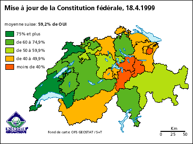 switzerland revision of the federal constitution referendum map 18 april 1999