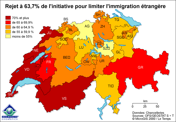 switzerland immigration referendum september 2000 map